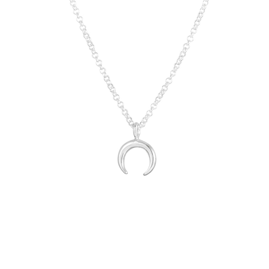 Tiny Crescent Moon Necklace in Silver