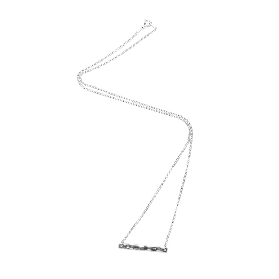 Hammered Rectangle Bar Necklace in Silver