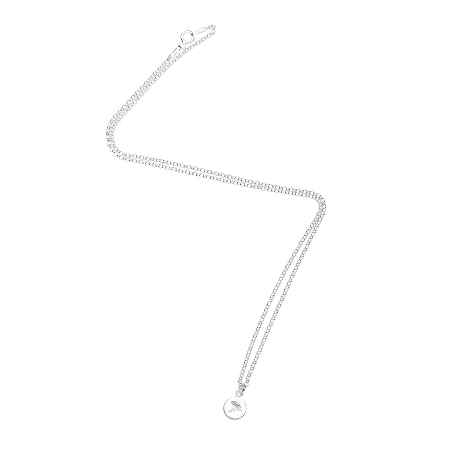 Tiny Silver Dandelion Charm Necklace