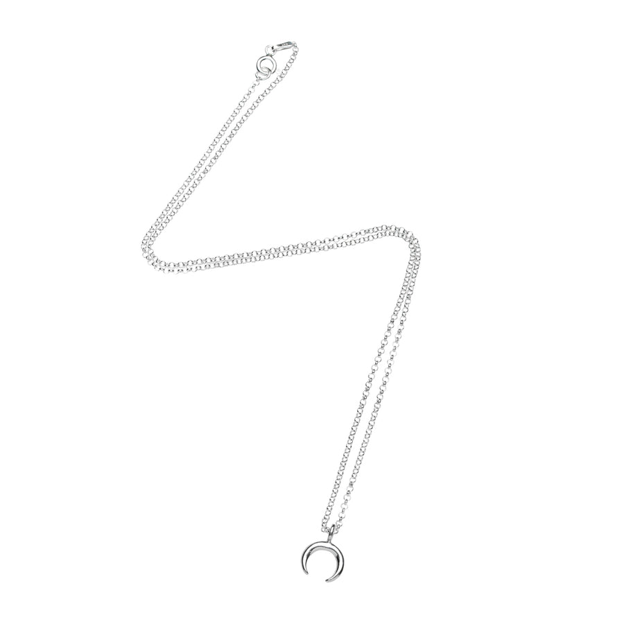 Tiny Crescent Moon Necklace in Silver