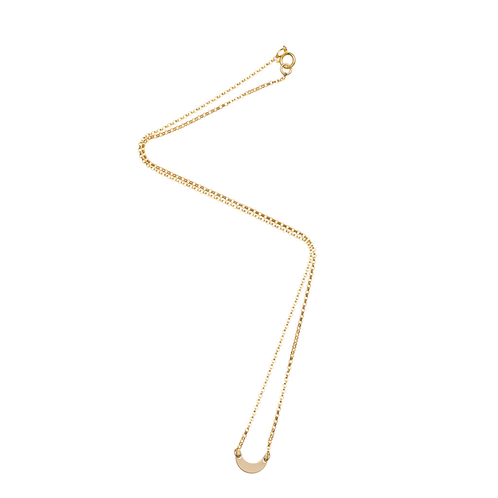 Tiny Crescent Moon Necklace in Gold