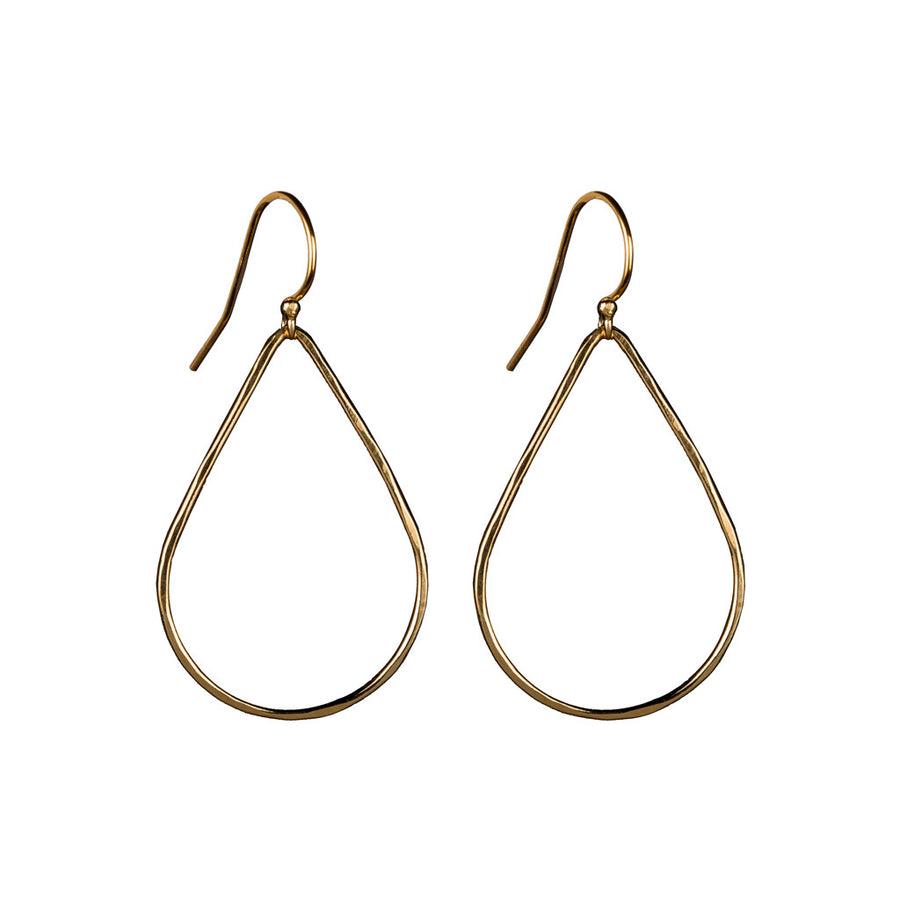 Hammered Teardrop Hoop Earrings in Gold