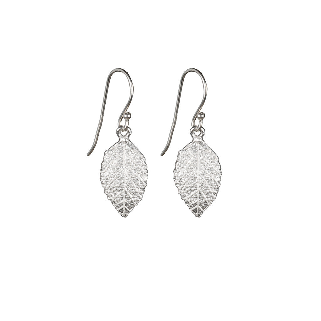 Small Silver Leaf Earrings