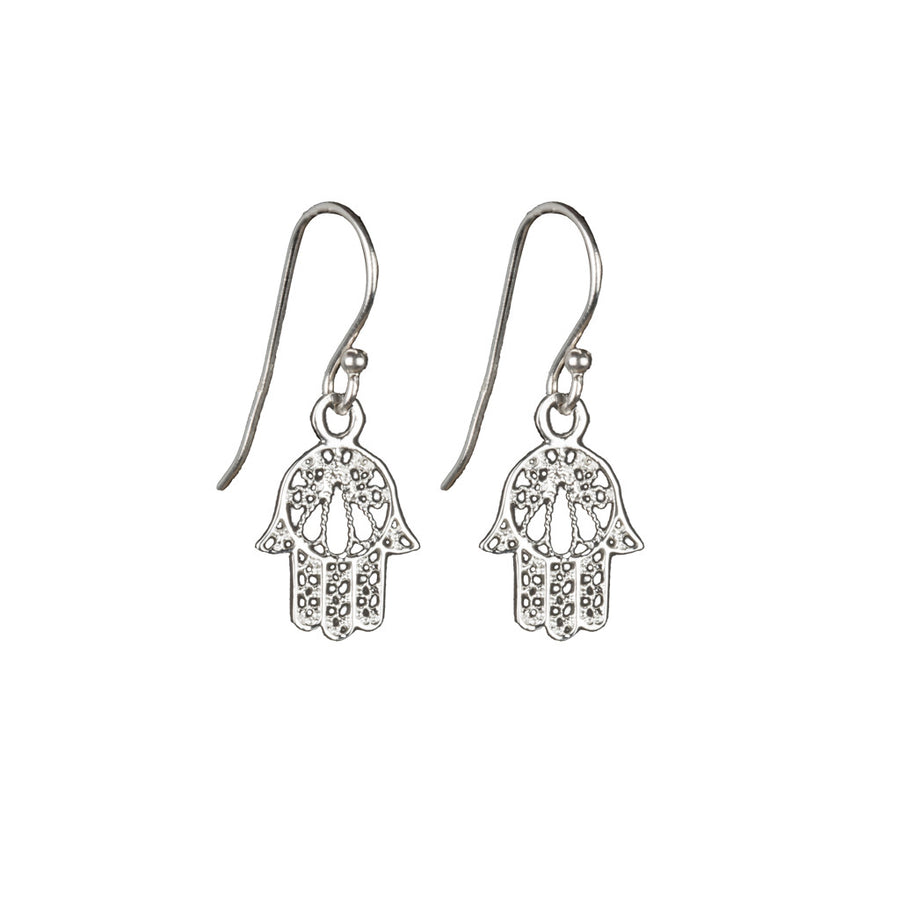 Silver Hamsa Hand Earrings