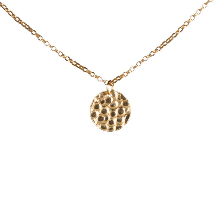 Hammered Gold Disc Necklace