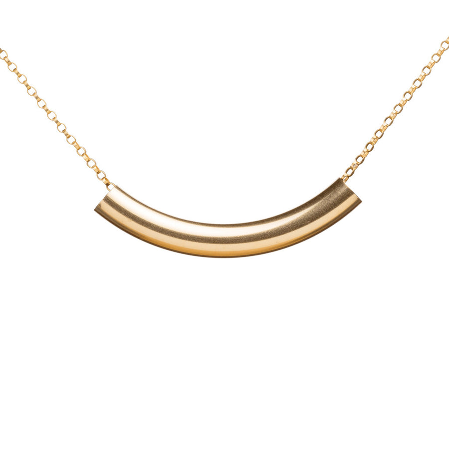 Gold Necklace with Thick Bar Tube