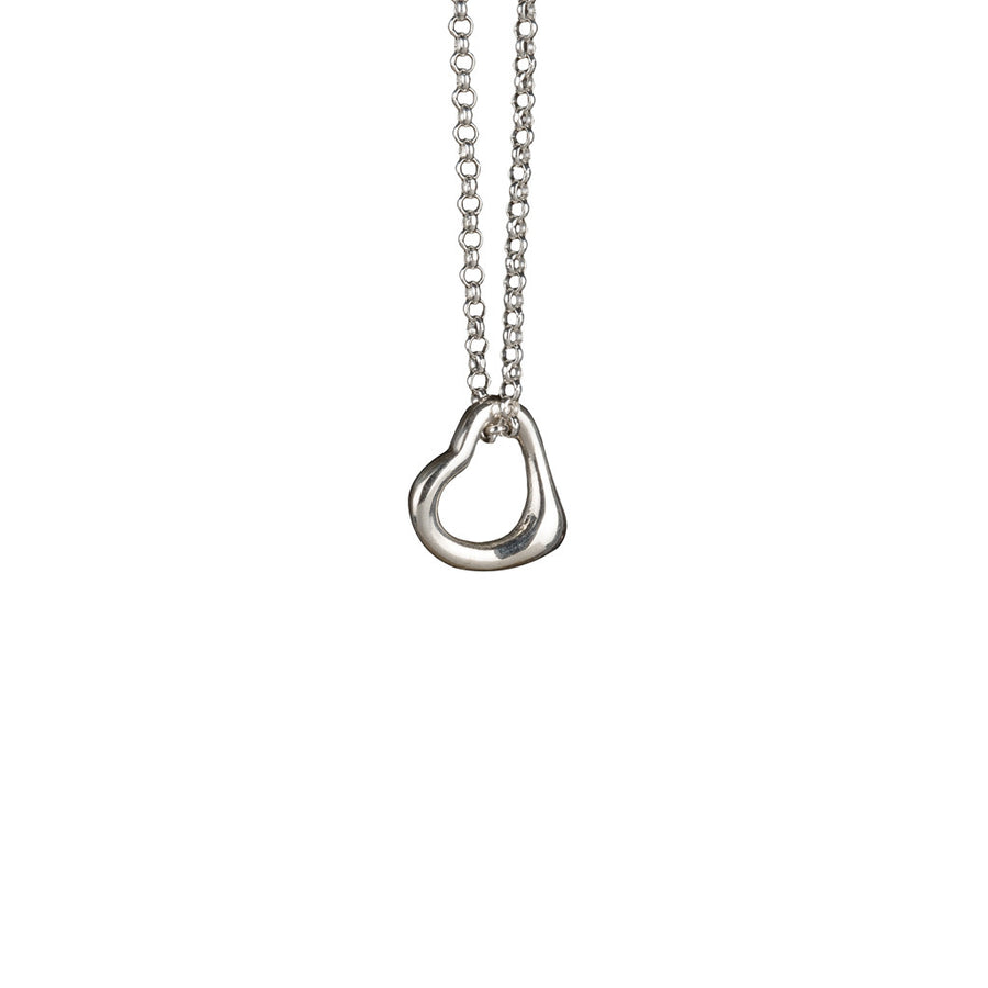 Open Heart Pendant Necklace in Silver