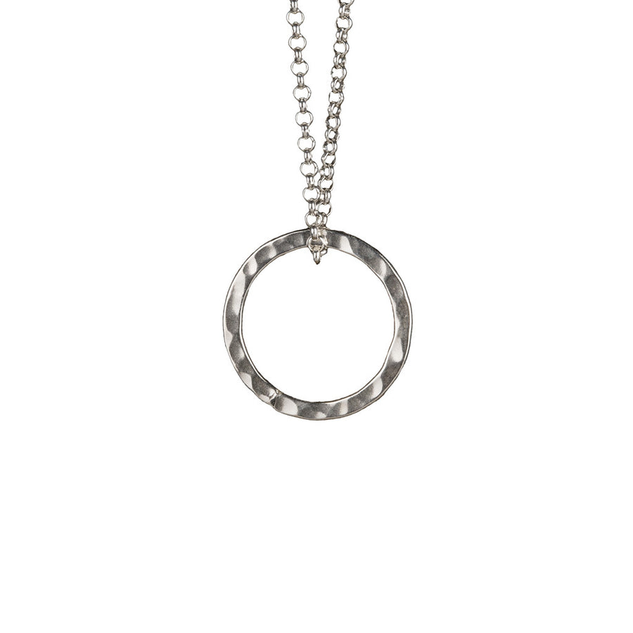 Hammered Silver Circle Necklace