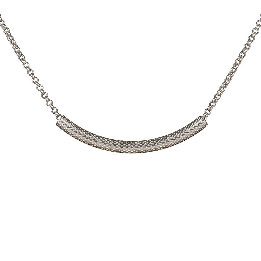 Silver Necklace with Thick curved Tube Bar