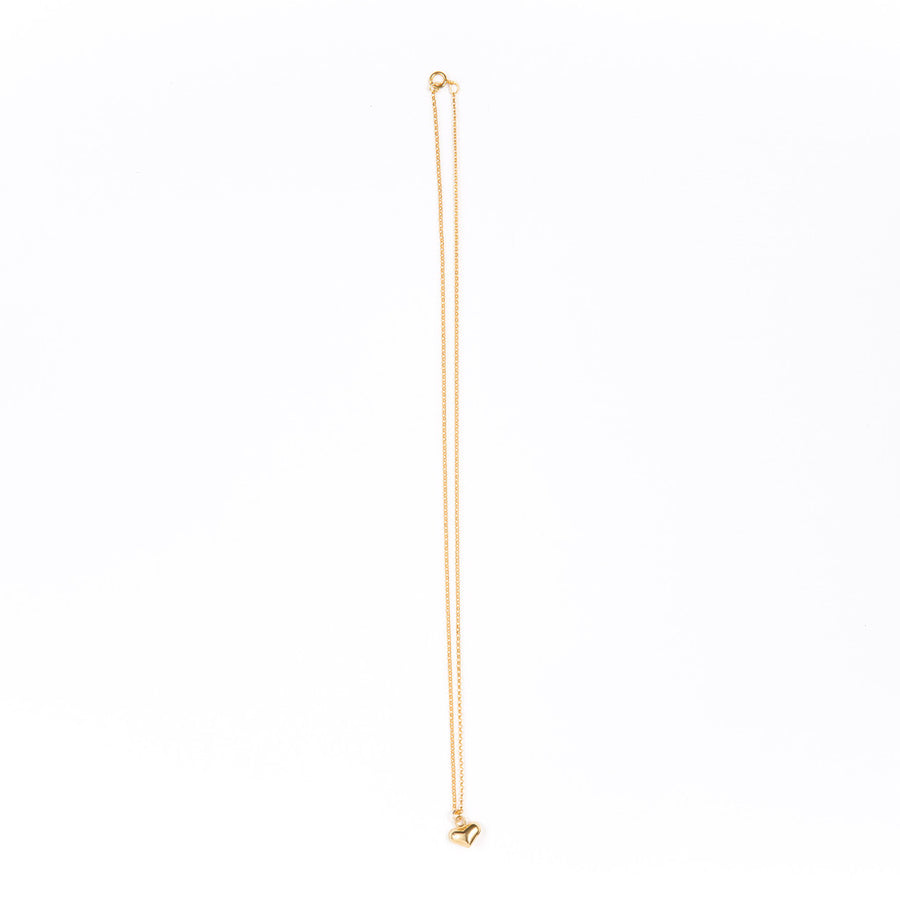 Puffed Heart Charm Necklace in Gold