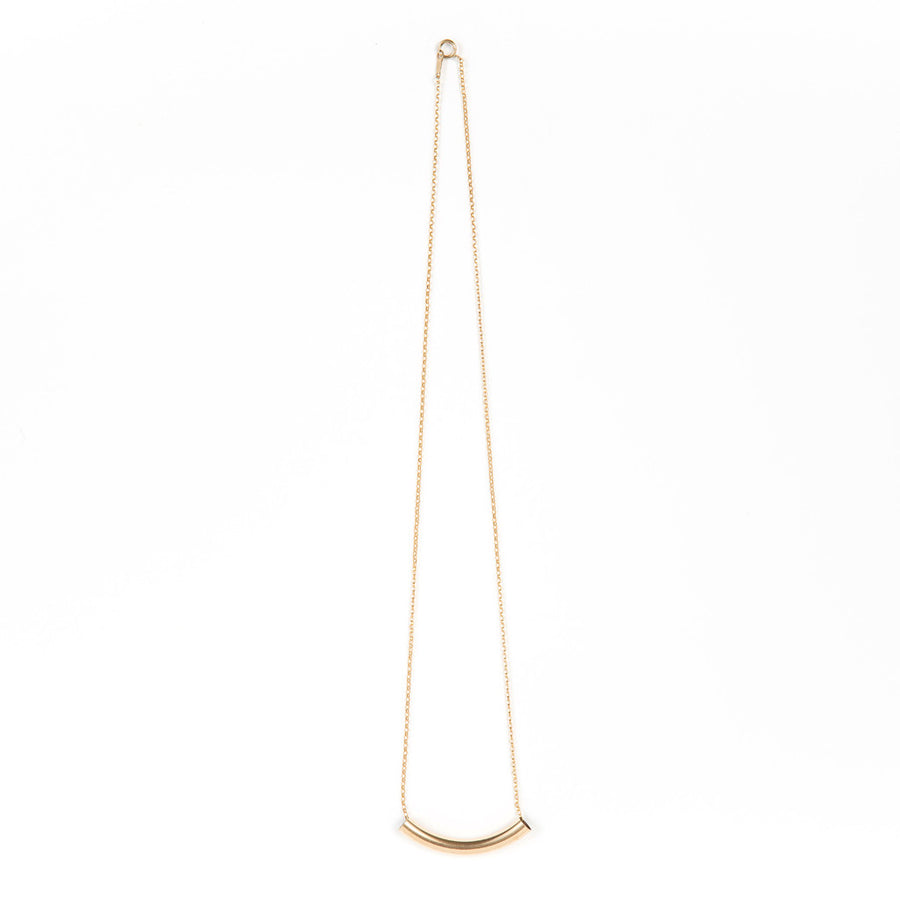 Gold Necklace with Thick Bar Tube