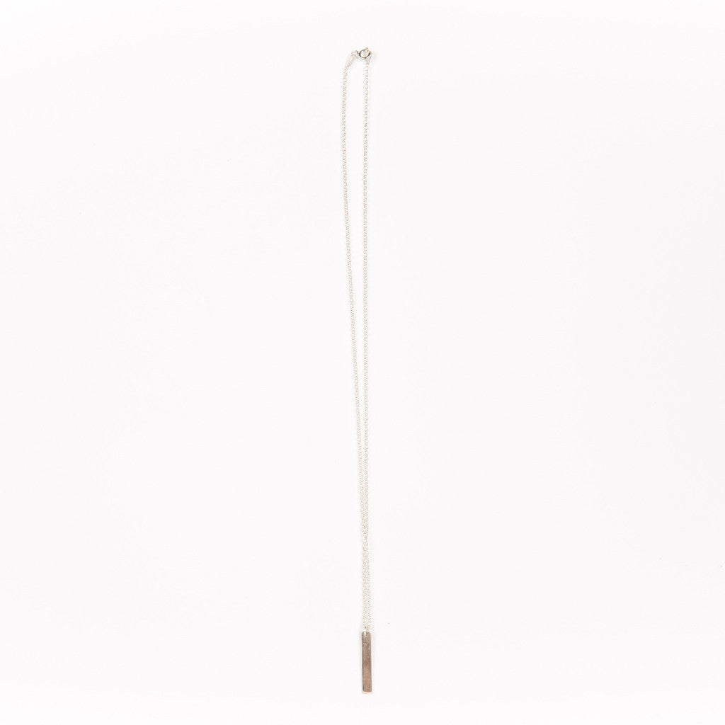 Silver Necklace with Vertical Bar Pendant