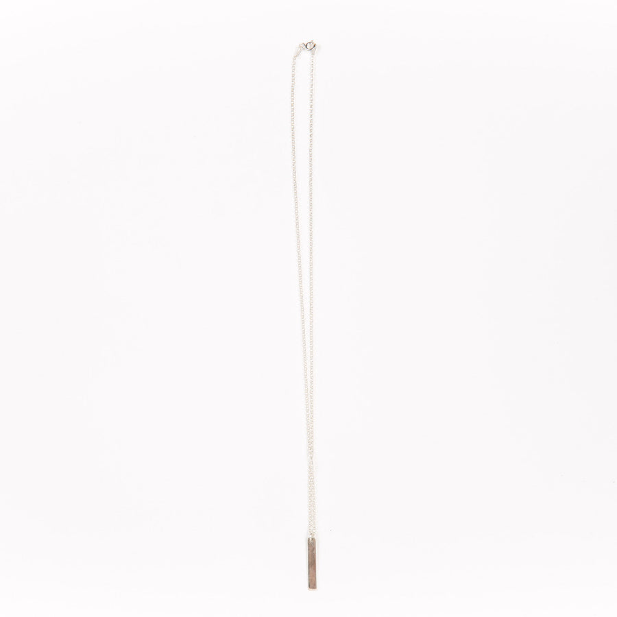 Silver Necklace with Vertical Bar Pendant