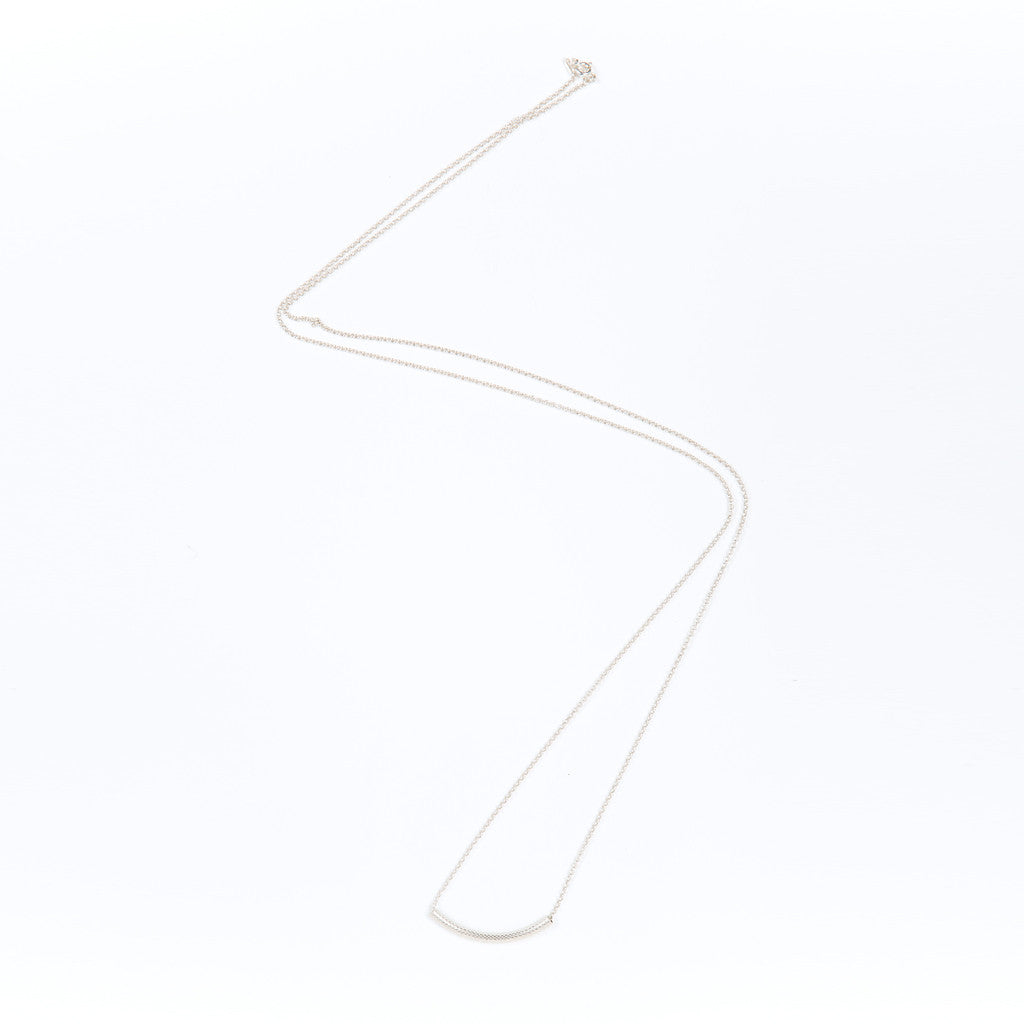 Silver Necklace with Thick curved Tube Bar
