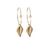 Thin Gold Hoops with Gold Leaf