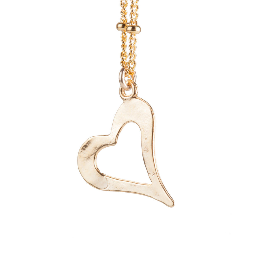 Tilted Gold Heart Necklace