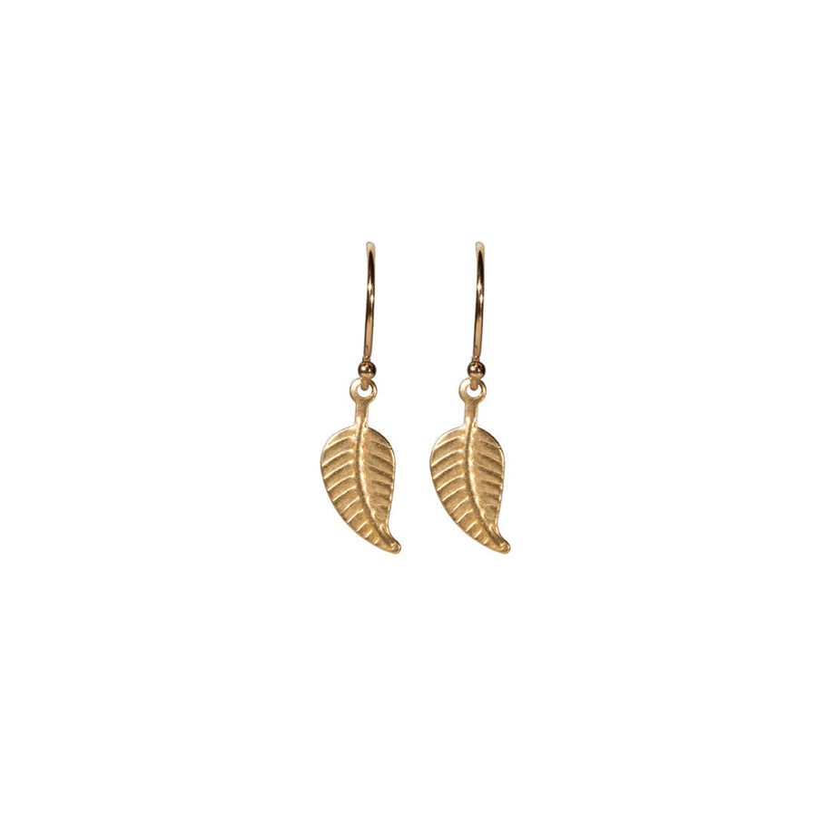 Tiny Leaf Earrings in Gold