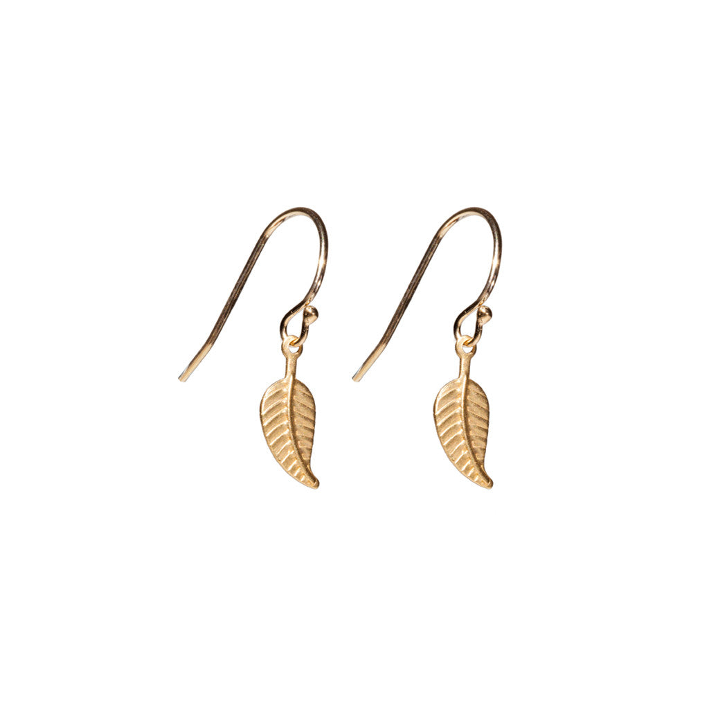 Tiny Leaf Earrings in Gold