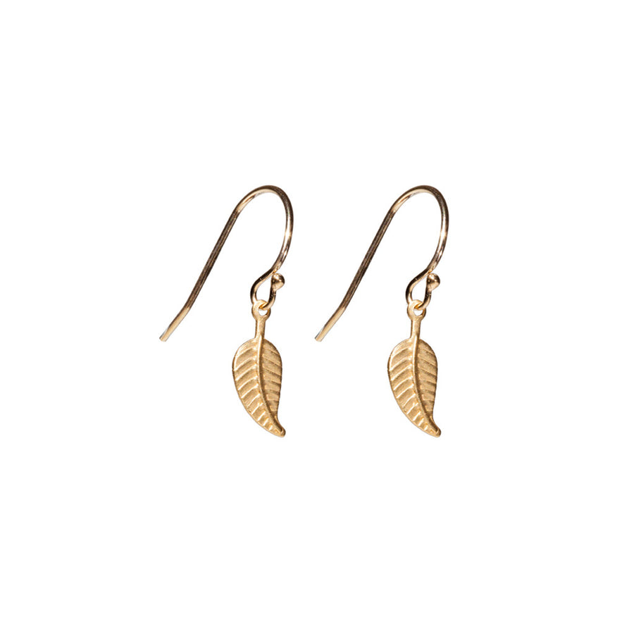 Tiny Leaf Earrings in Gold